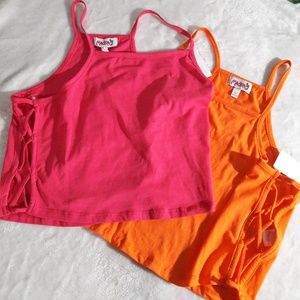 Crop tank tops  jr.s L open crisscross detail